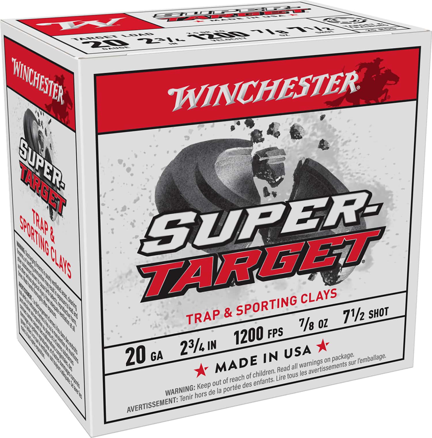 Winchester Ammo TRGT207 Super-Target 20Gauge 2.75" 7/8oz 7.5Shot 25 Per Box/10 Case
