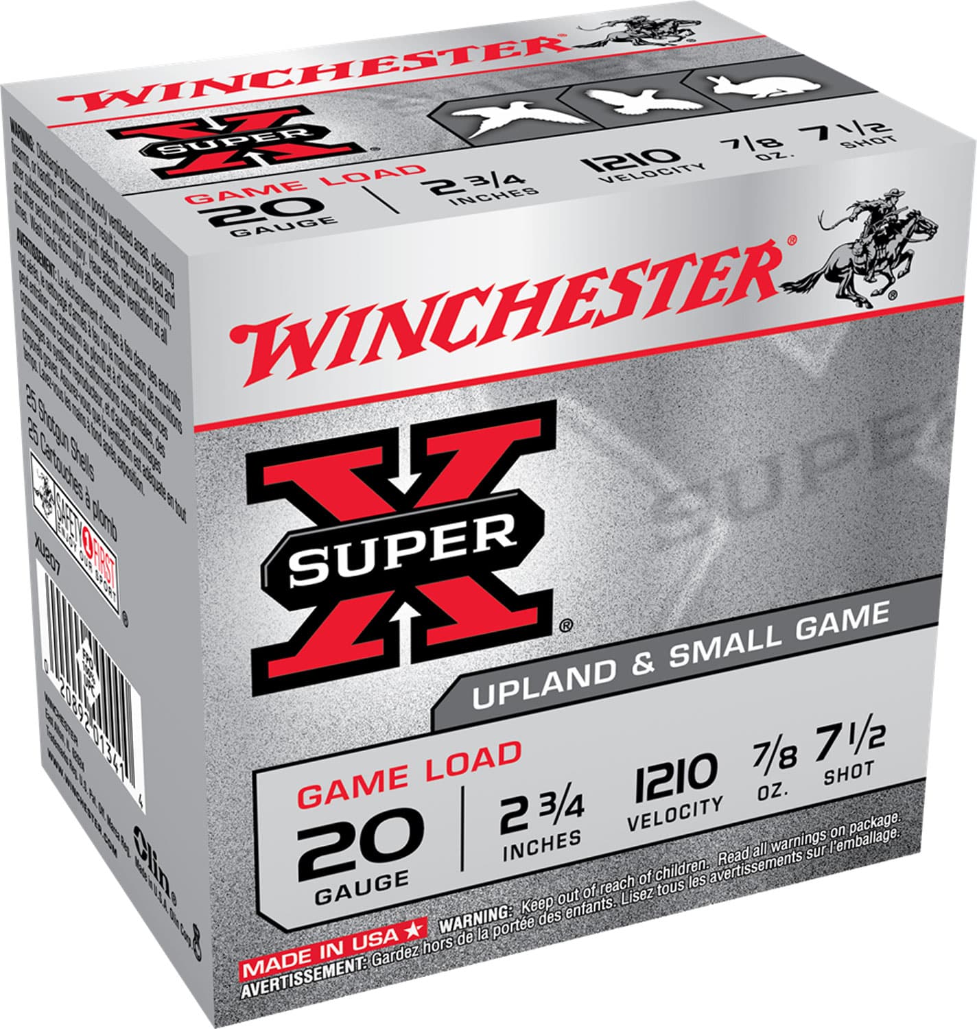 Winchester Ammo XU207 Super X Game Load 20Gauge 2.75" 7/8oz 7.5Shot 25 Per Box/10 Case