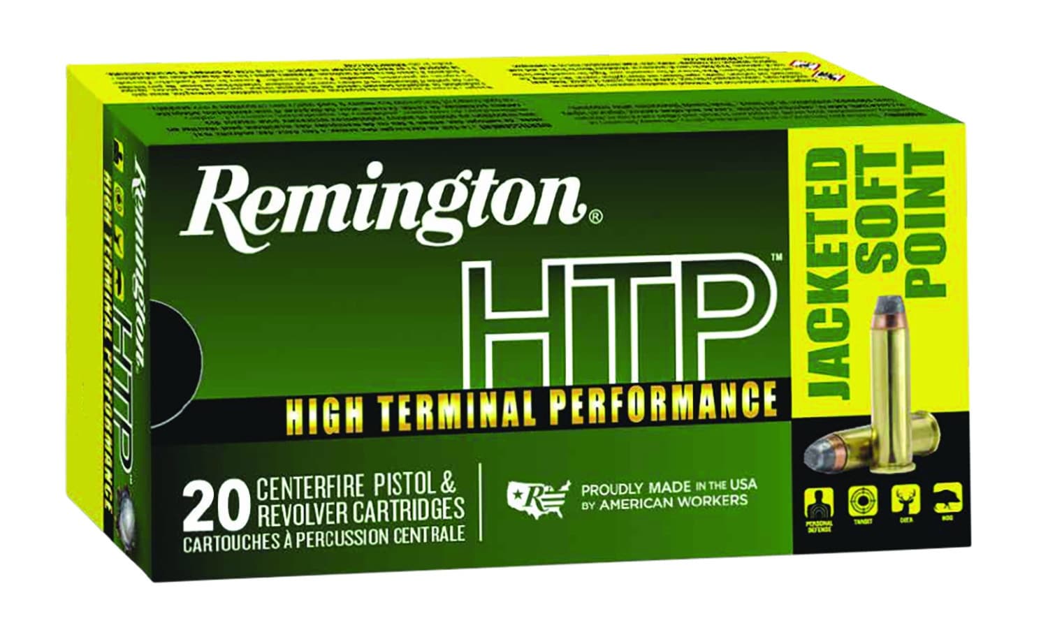 Remington Ammunition 23002 HTP 44RemMag 240gr Jacketed Soft Point 20 Per Box/25 Case