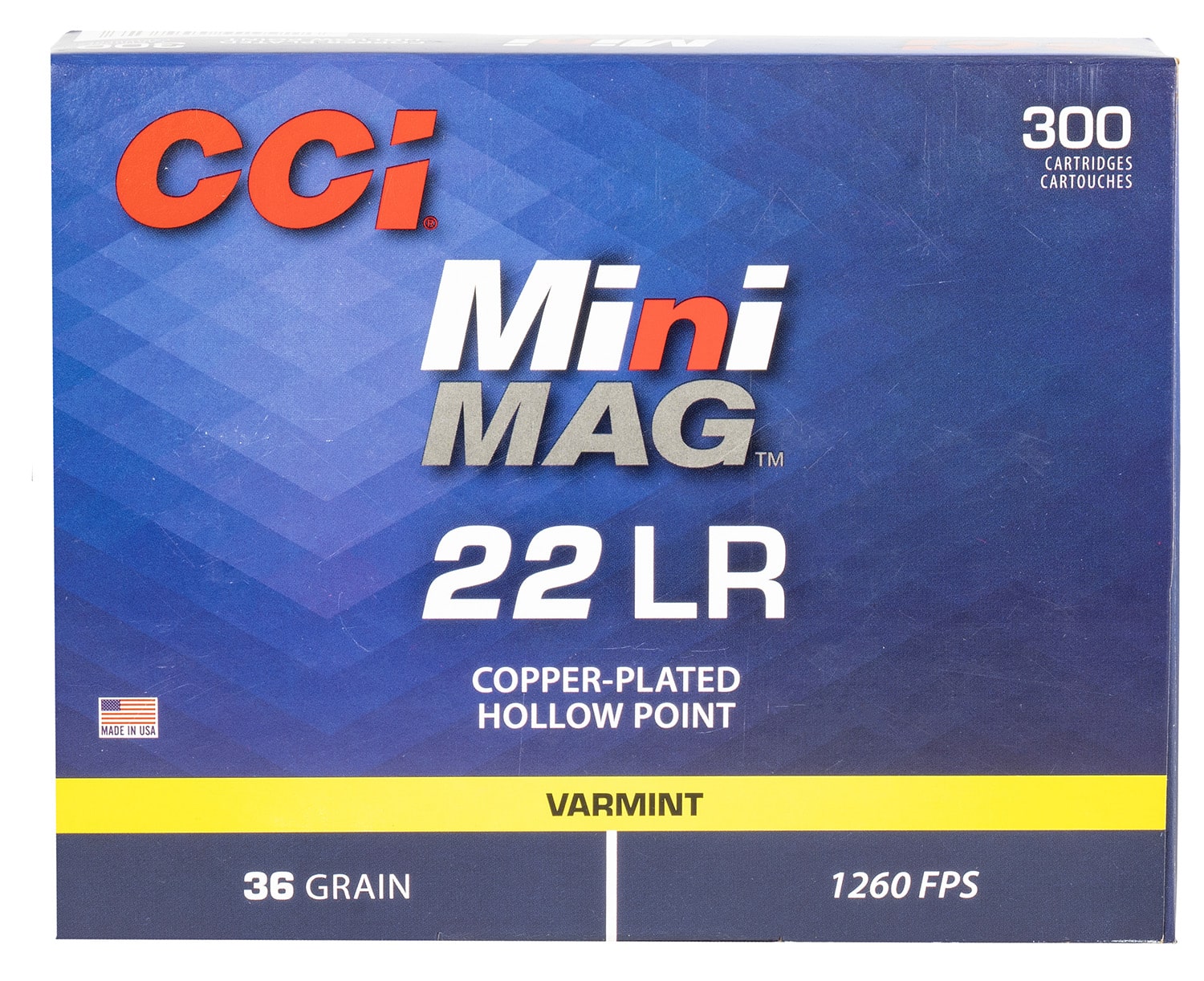 CCI 962 Mini-Mag Varmint 22LR 36gr Jacketed Hollow Point 300 Per Box/10 Case