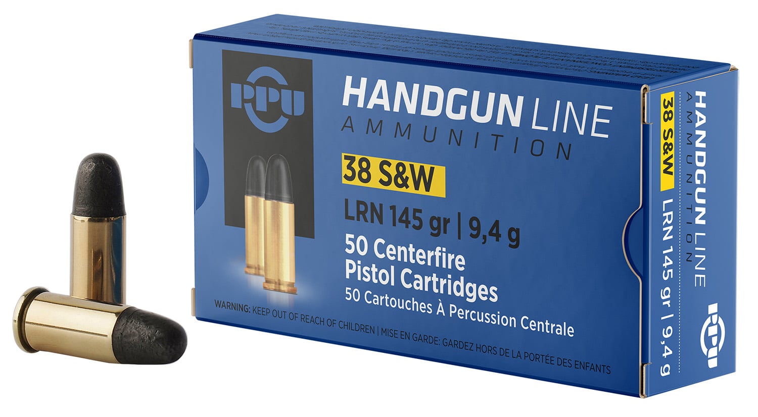 PPU PPH38SW Handgun 38S&W 145gr Lead Round Nose 50 Per Box/20 Case