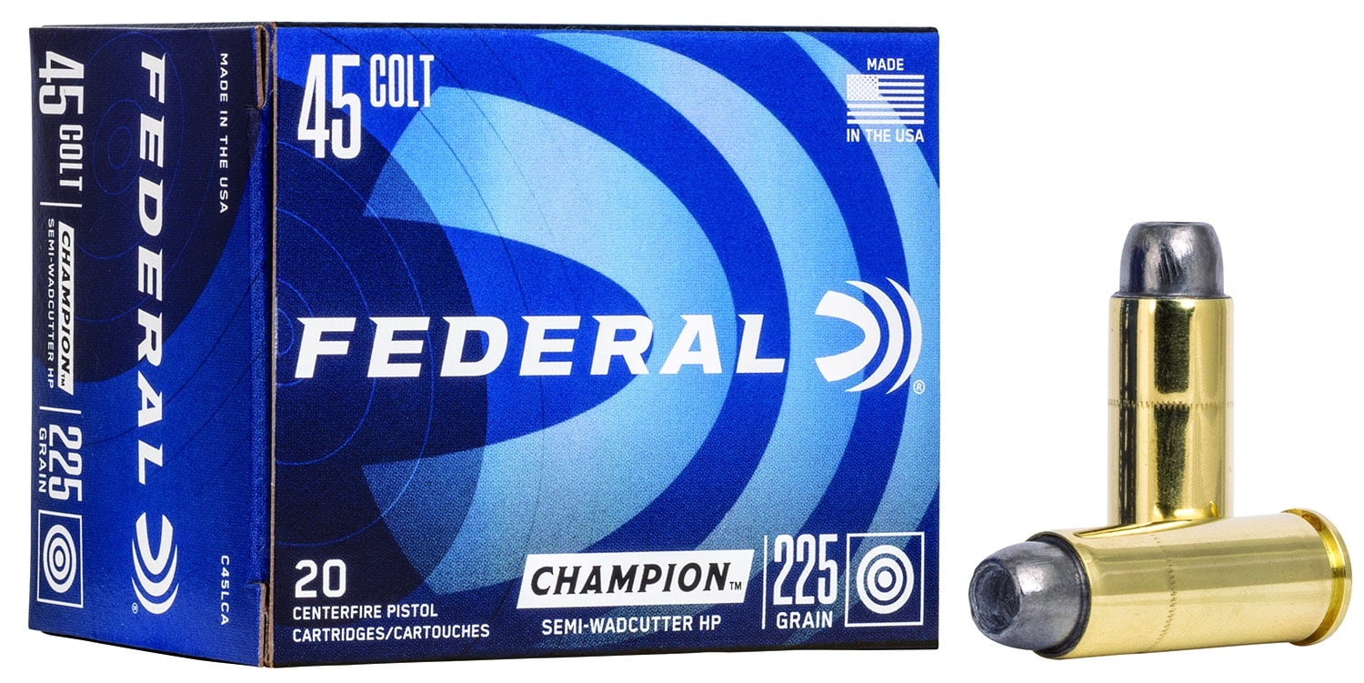 Federal C45LCA Champion Training 45Colt 225gr Semi Wadcutter Hollow Point 20 Per Box/25 Case