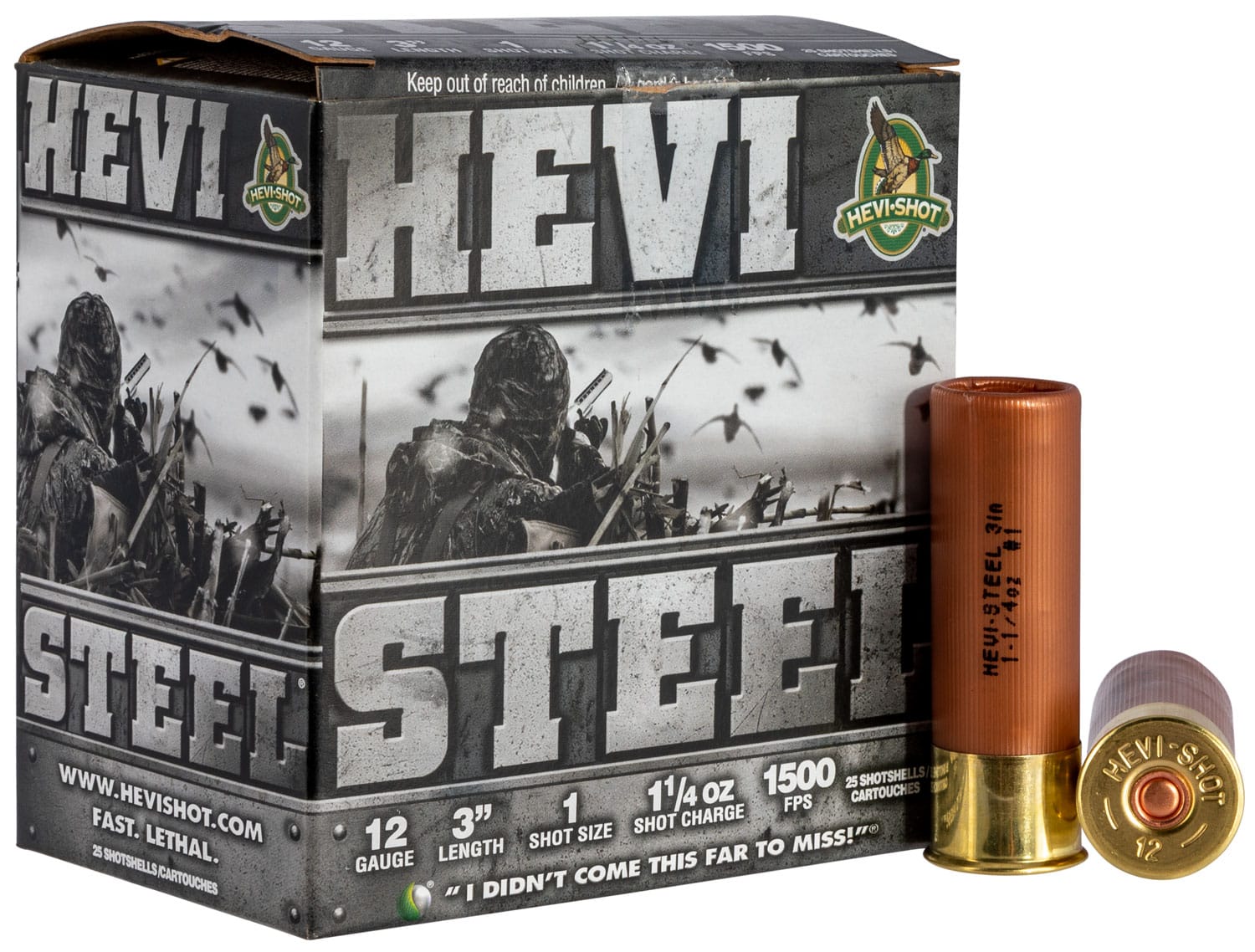 HEVI-Shot HS60001 HEVI-Steel 12Gauge 3" 1 1/4oz 1Shot 25 Per Box/10 Case
