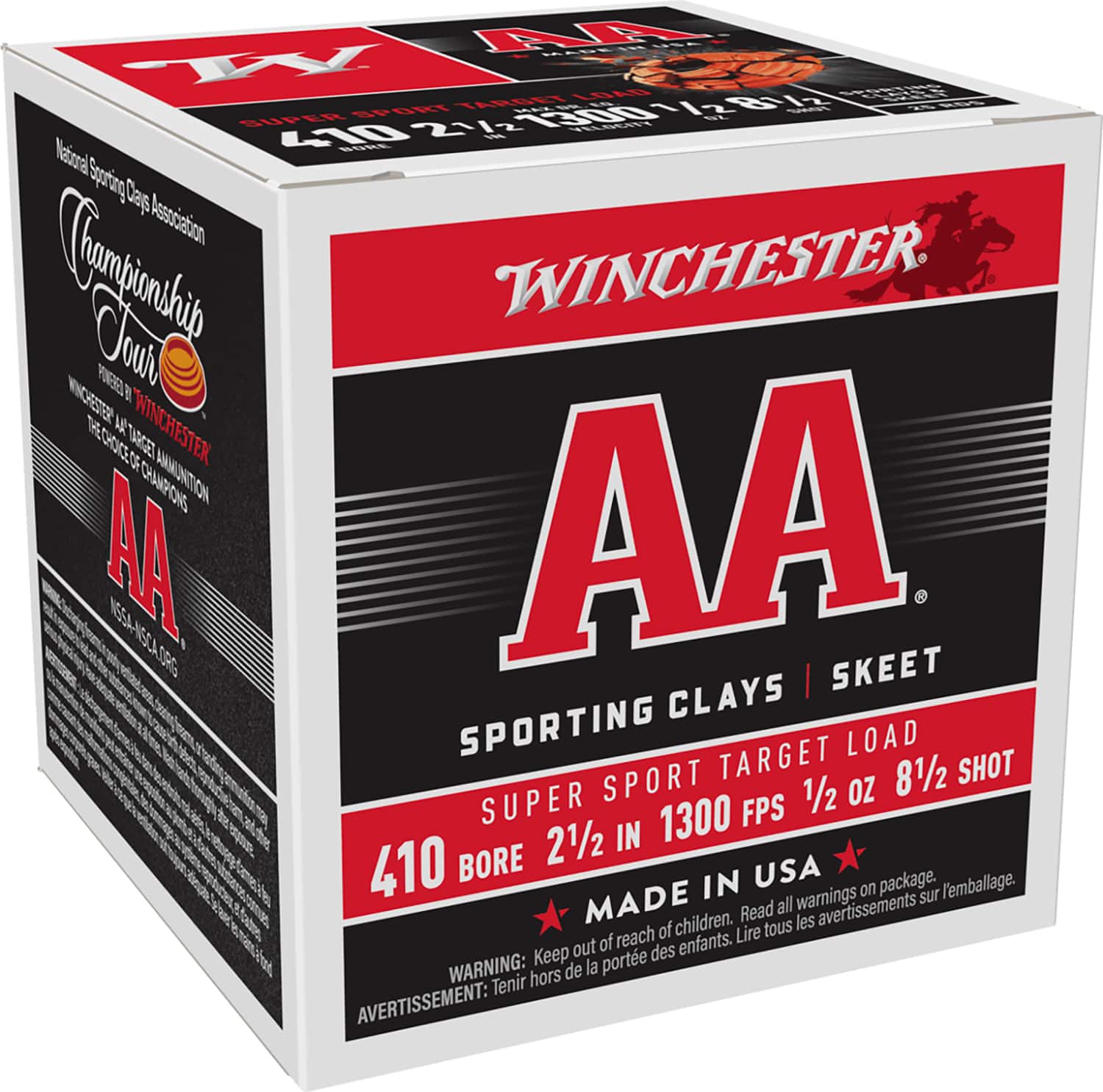 Winchester Ammo AASC4185 AA Super Sport Sporting Clay 410Gauge 2.50" 1/2oz 8.5Shot 25 Per Box/10 Case