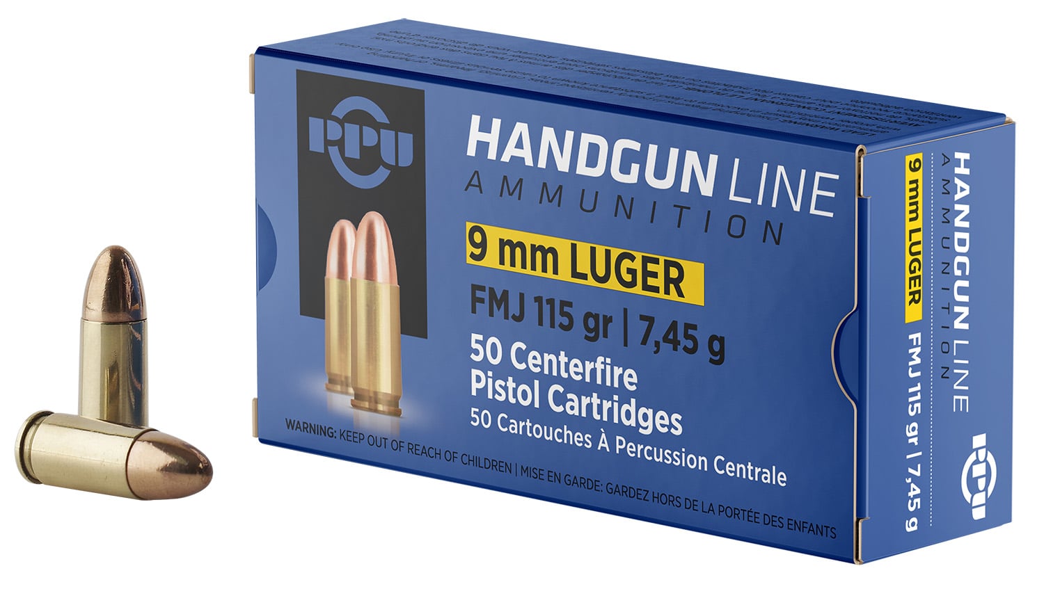 PPU PPH9F1 Handgun 9mmLuger 115gr Full Metal Jacket 50 Per Box/20 Case