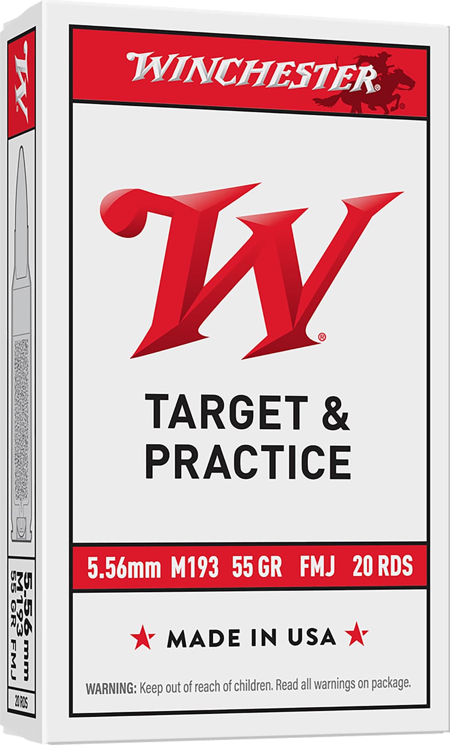 Winchester Ammo WM193K USA M193 5.56x45mmNATO 55gr Full Metal Jacket Lead Core 20 Per Box/50 Case