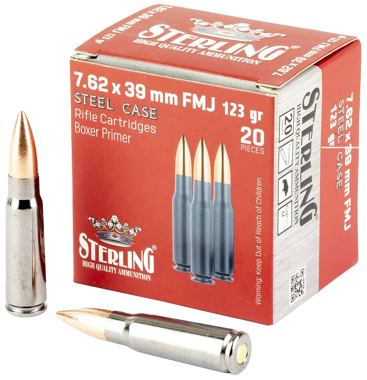 Sterling 8698779971205 Centerfire Rifle 7.62X39 123gr Full Metal Jacket 20 Per Box/50 Case